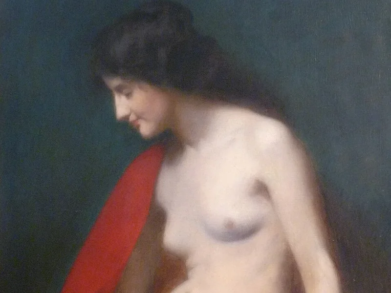 1850-Marie-Augustin Zwiller - Nudo seduto con asciugamano rosso - Museo di Sundgau